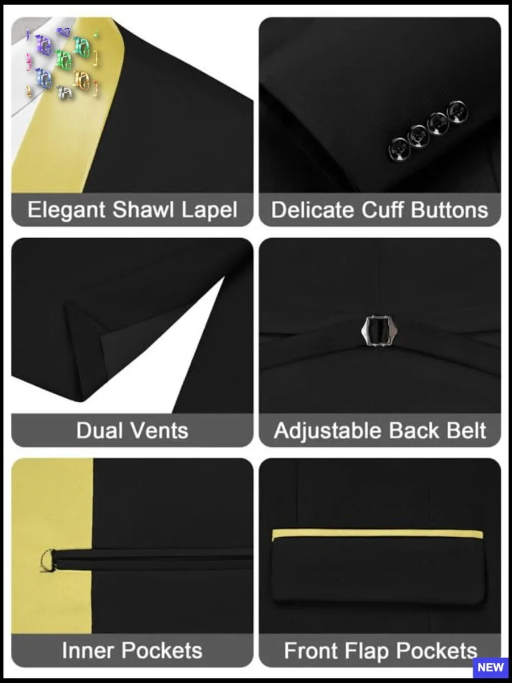 Slim Fit Shawl Lapel Tuxedo Suit Set Formal Elegant Wedding Prom Dinner